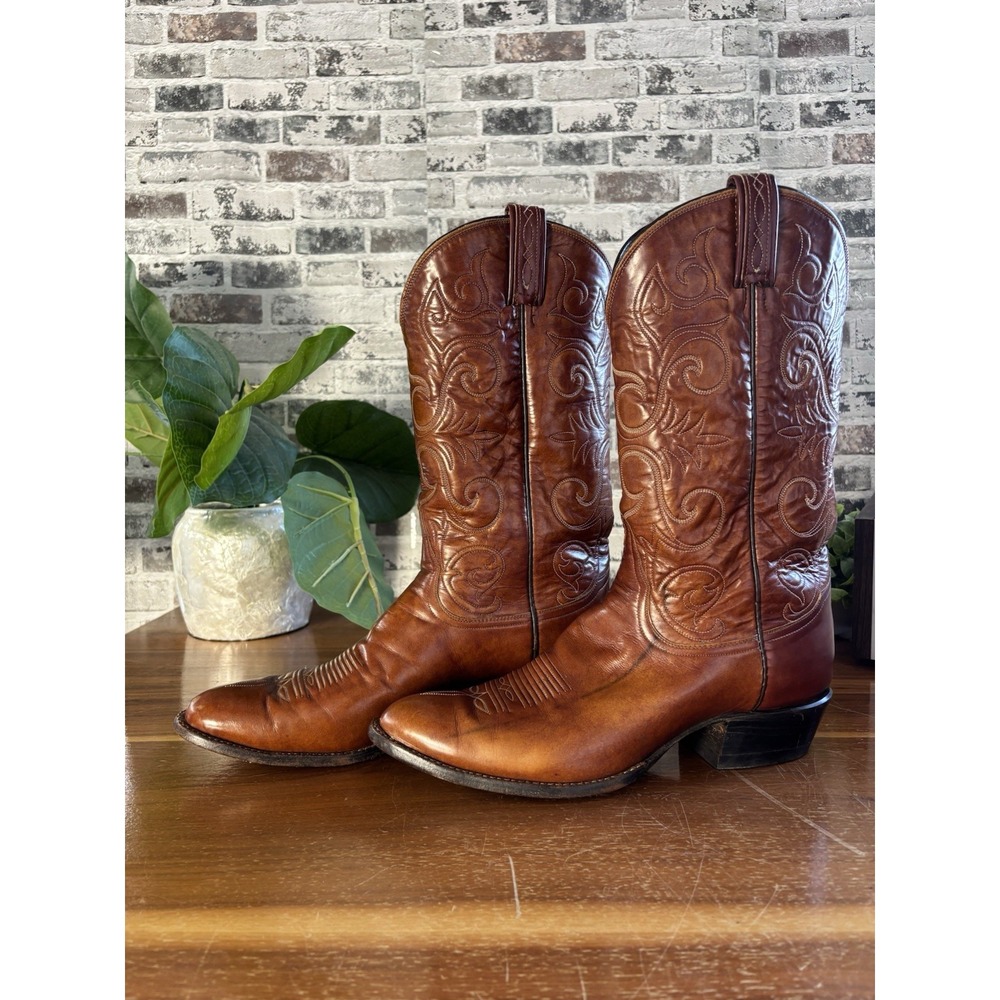 Vtg Tony Lama Gold Label El Rey Western Cowboy Boots⭐️Mens 12 B⭐️Brown Leather